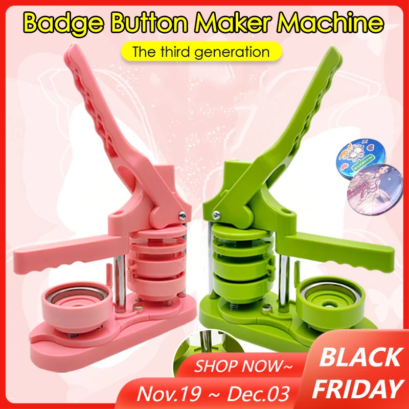 

The Third-Generation NEW Upgrade 58mm Badge Button Maker Machine DIY Making Kit with 100Set Making Materials + 1xCircular Cutter