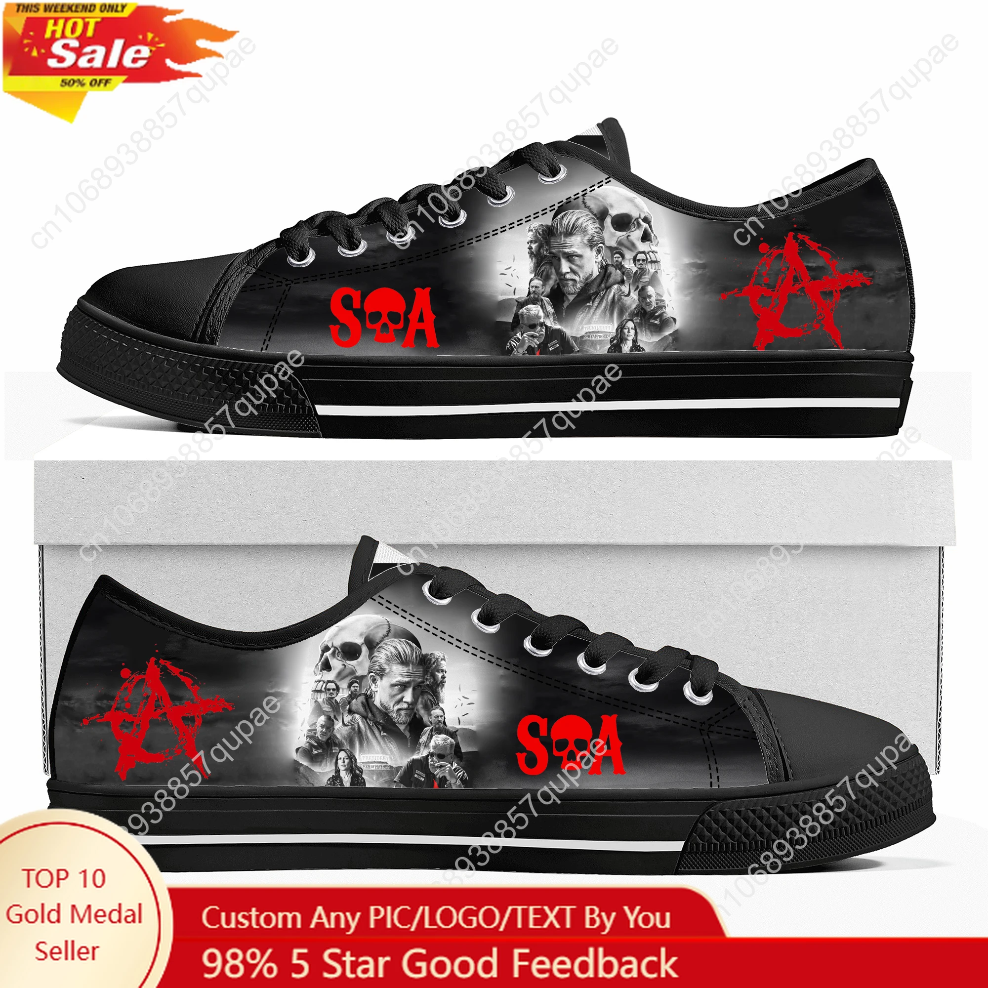 

Sons Of Anarchy SOA низкие легкие кроссовки мужские женские подростковые парусиновые кроссовки высокого качества походная дорожная повседневная обувь