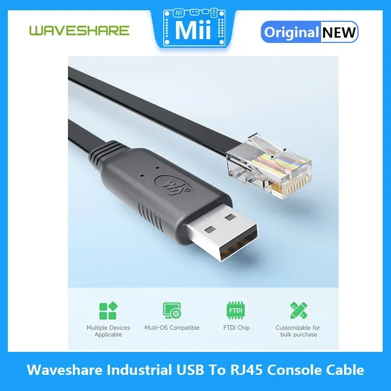 1/2/3pcs/lot Waveshare Industrial USB To RJ45 Console Cable USB Type A to RJ45 Console Male Port Original FT232RL Chip Cable1.8m