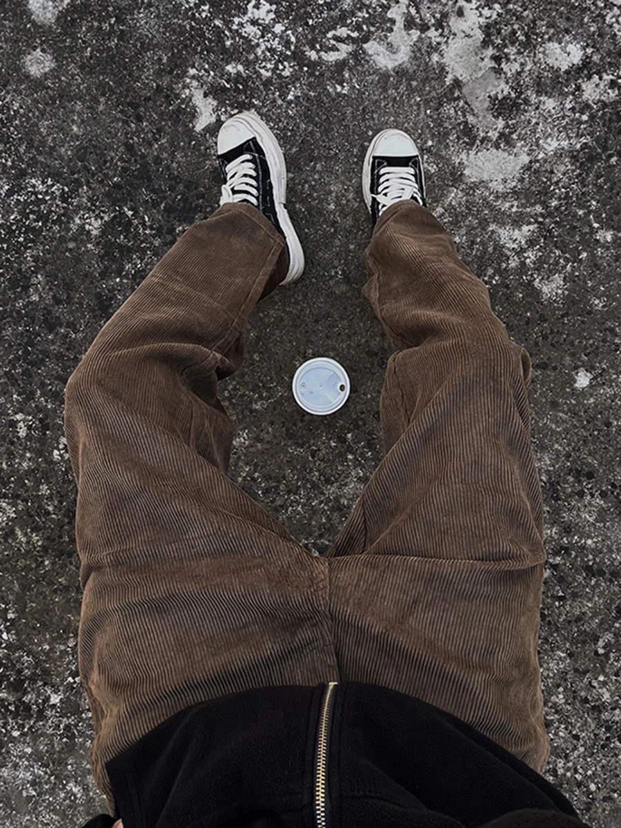 

Cé Brown Men's Sweatpants Loose Fit Straight Leg Long Trousers Heavy Drape American Sle Spor Casual Pants for Autumn Wi...