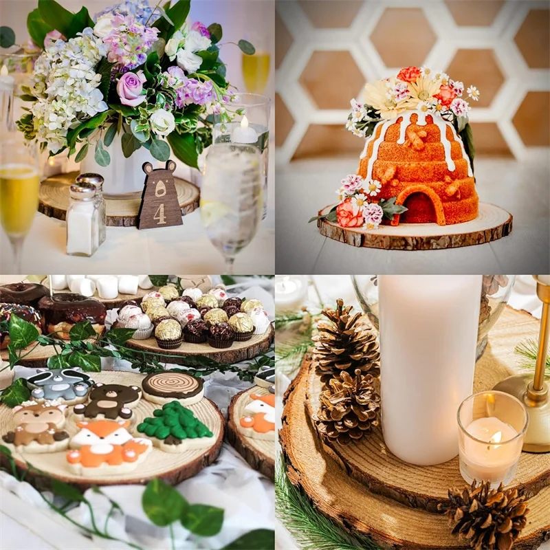 20 قطعة 3-4 سنتيمتر شرائح الخشب الطبيعي لم تنته الخشب الحرفية عدة DIY بها بنفسك الاطفال الفنون والحرف عيد الميلاد الحلي ريفي الزفاف ديكور #5