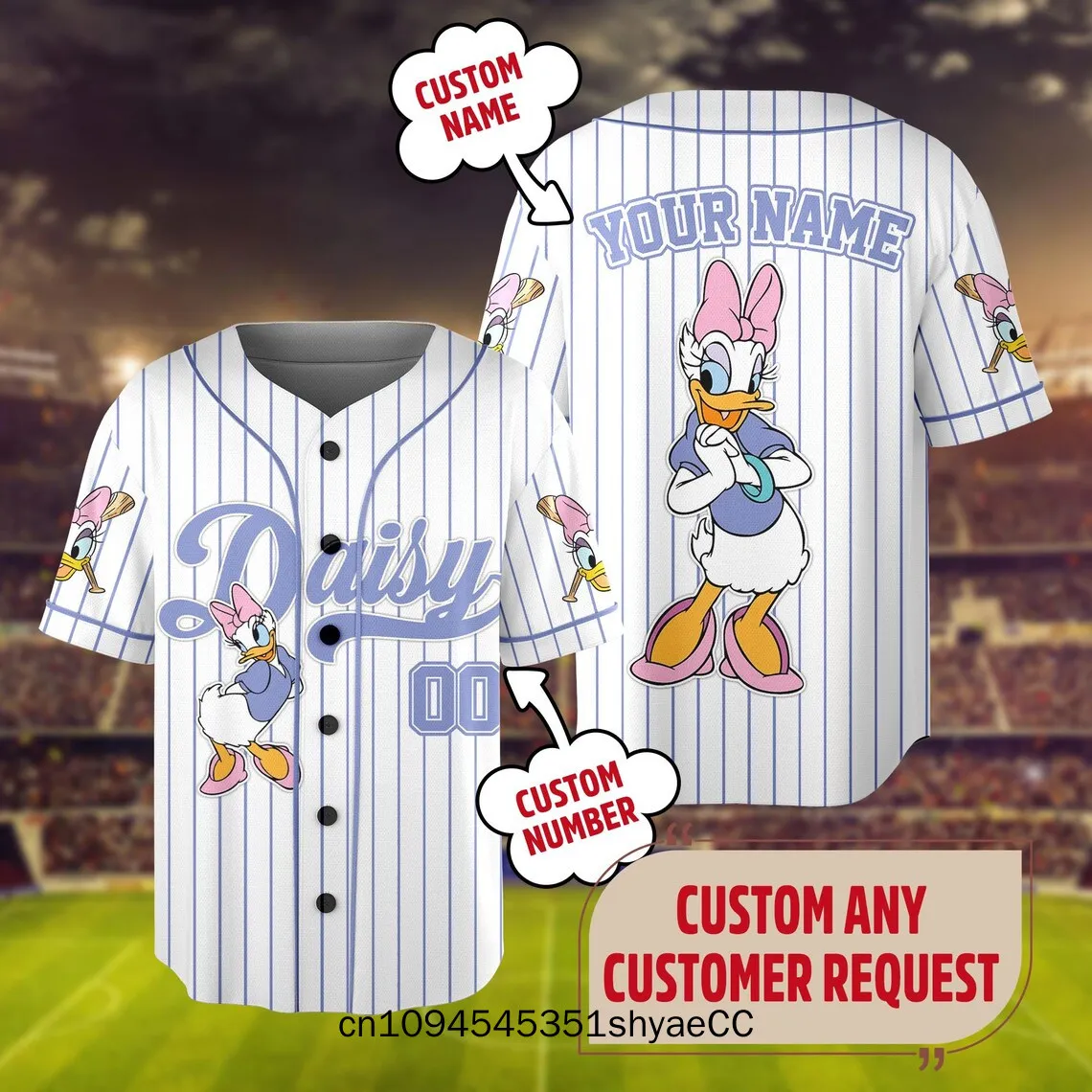 Personalize Disney Mickey & Friends Cute Striped White, Custom Disneyland Jersey, Baseball Team, Mickey Mouse Birthday, Gift for