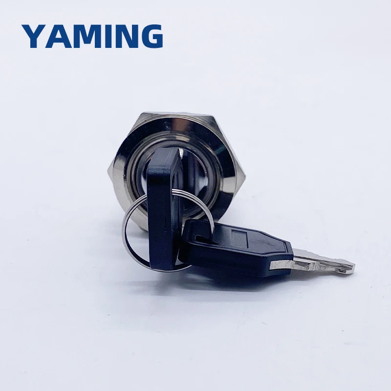 16/19/22mm With Key 2/3 Position Metal Rotary Button Switch Self-locking Retaining Type Selector LED NO/NC