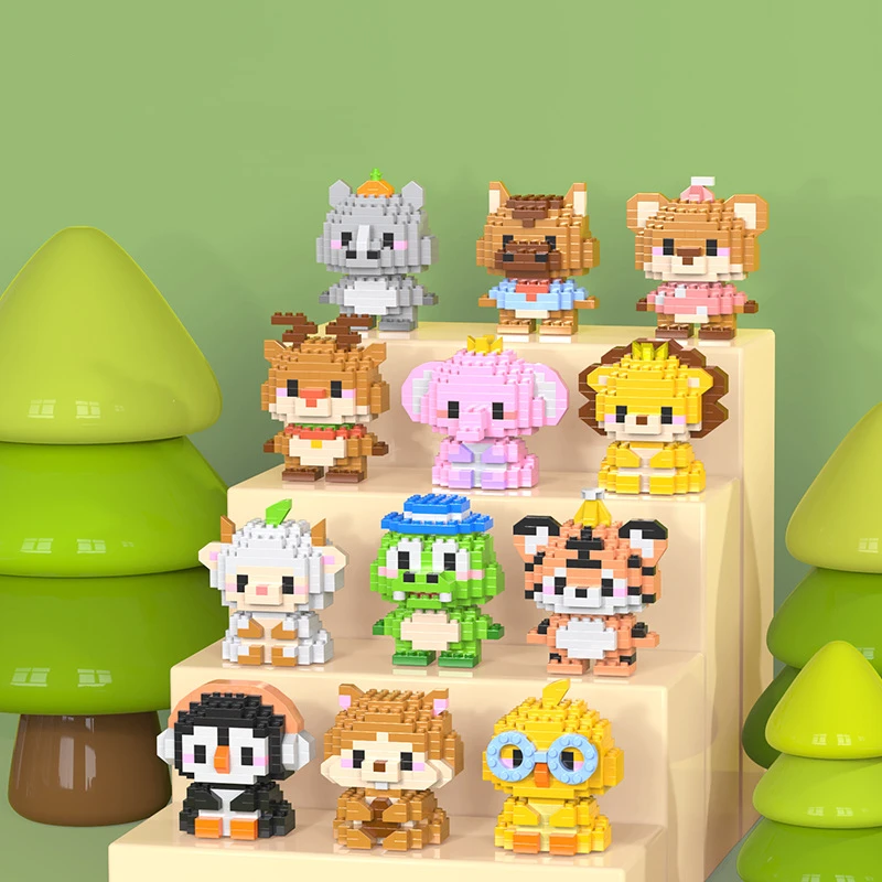 

Q version of animal building blocks children's cognitive props Kawaii assembly decoration birthday gift parent-child play toys