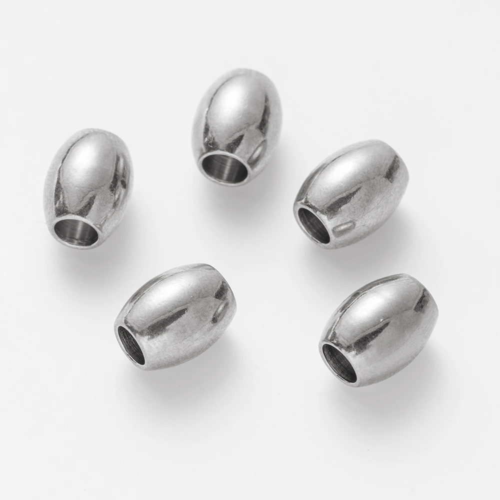 20 قطعة ثقب كبير الفولاذ المقاوم للصدأ برميل خزر عازل مصقول المعادن البيضاوي سحر فضفاض صالح الأوروبي سلسلة سوار صنع المجوهرات #6