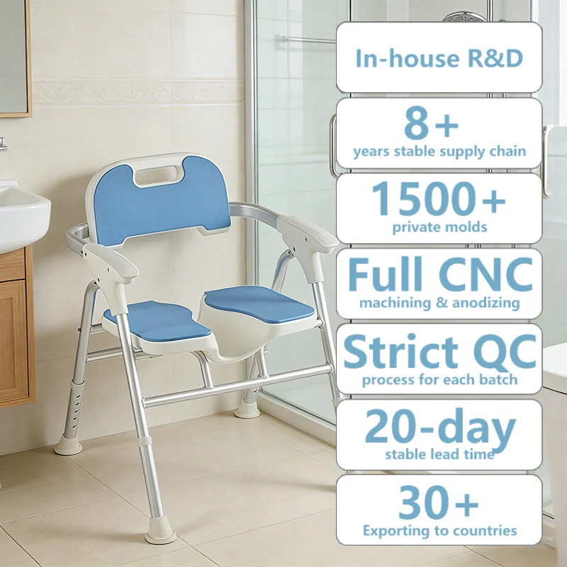 

Simplywalk Aluminum Alloy 200KG Bath Shower Chair U-shaped Bathtub Pregnant Woman MDR CE Certification OEM ODM Service