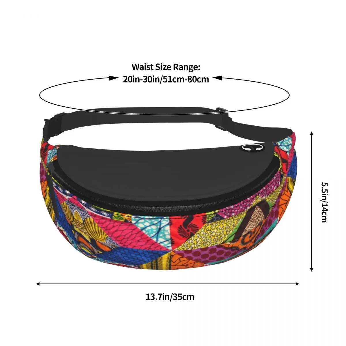 Colorful African Ankara Prints Fanny Bag Africa Tribal Geometric Art Crossbody Waist Pack Women Men Traveling Phone Money Pouch