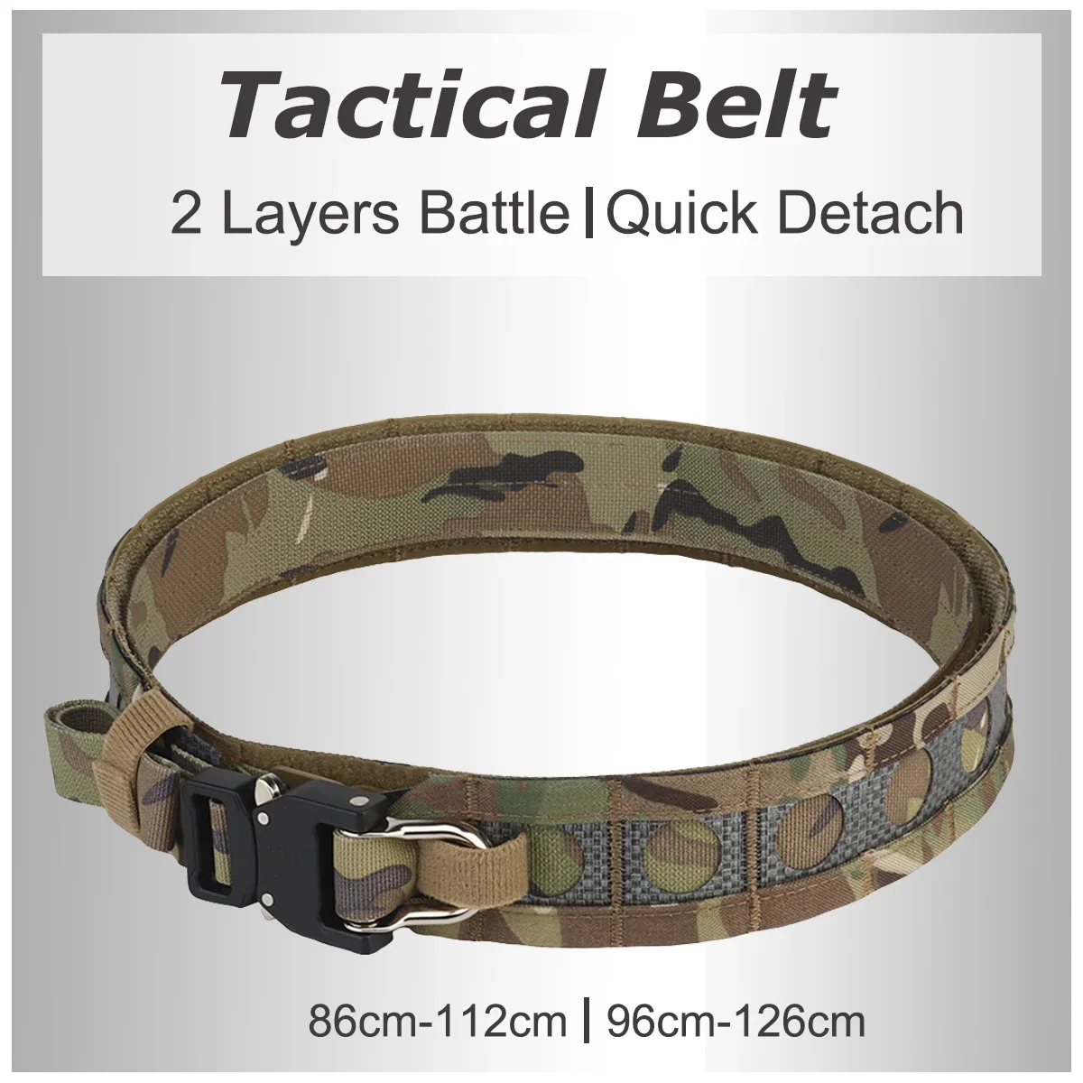 

Tactical Belt Waistbelt 2 Layers Battle Quick Detach Metal Buckle MOLLE Waistband Outdoor Hunting Airsoft Gear Ferro Style