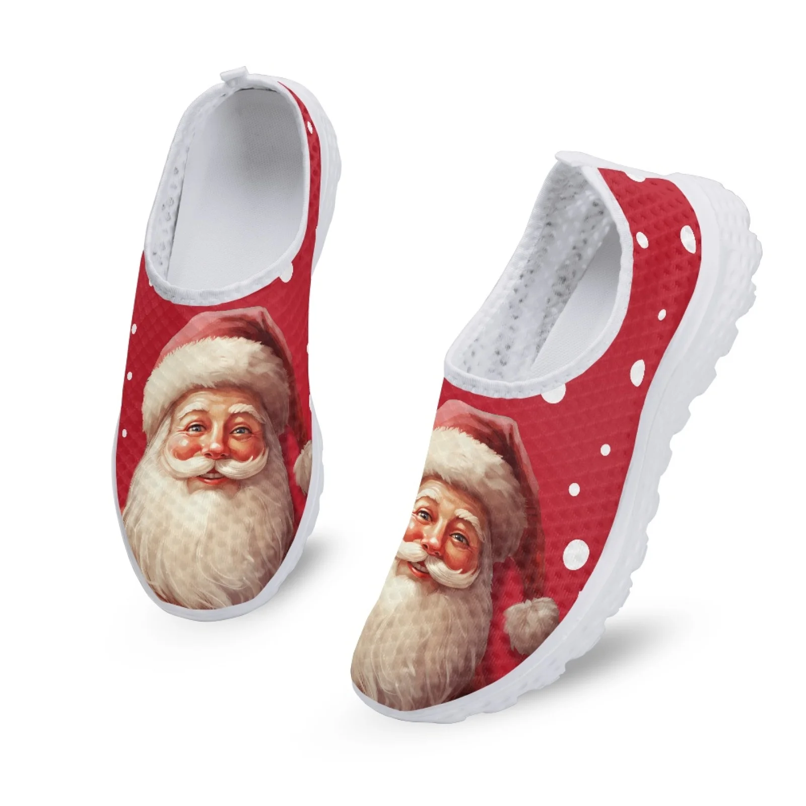 Belidome Women Casual Air Mesh Christmas Shoes Cute Santa Claus Designer Brand Custom Girls Ligh Breathable Walking Sneakers