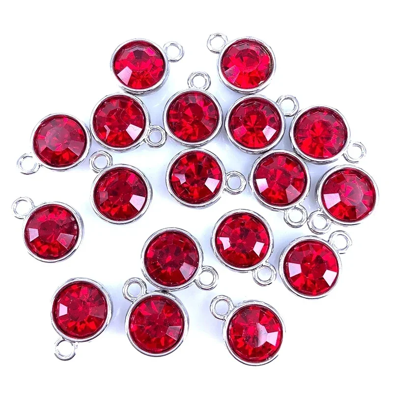 12pcs/lot Color Crystal Birthstone Silver Plated Color Charms for Jewelry Making Supplies DIY Cute Charms B003