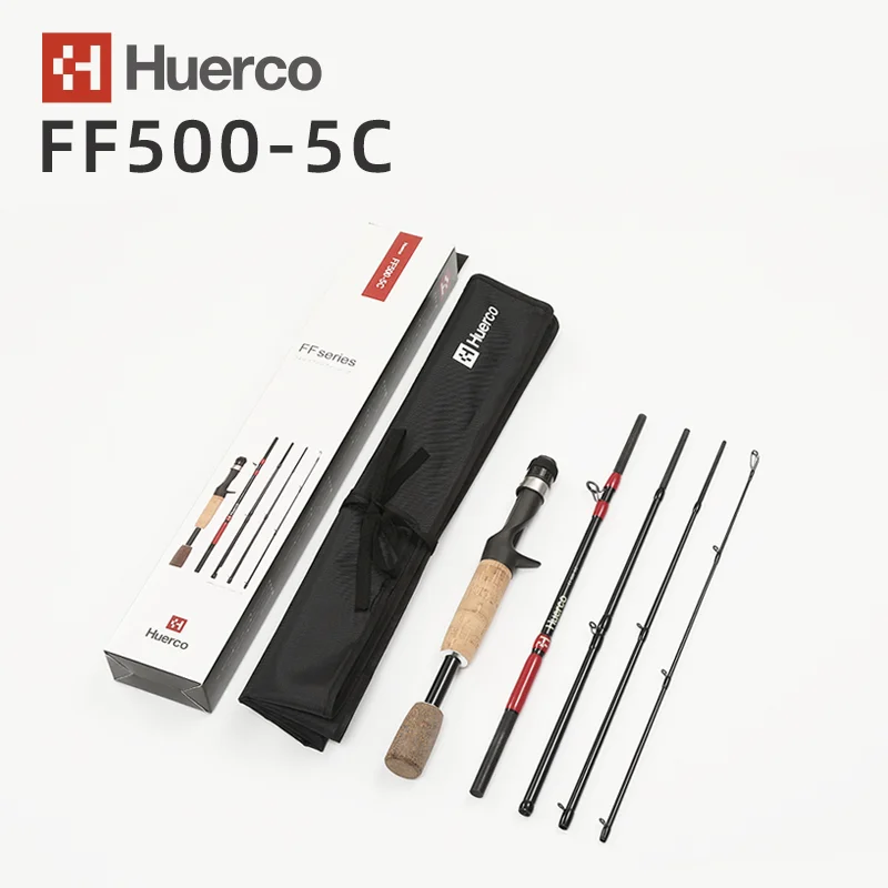 JAPAN HUERCO Fishing Rod 5 SECTIONS Spinning Casting Light 95-180G Glass Material Portable Rod For The Travelling Bass Trout