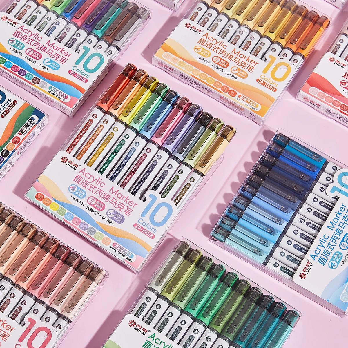 مجموعة أقلام طلاء أكريليك مكونة من 10 ألوان، أقلام تحديد بأطراف فرشاة ناعمة، أقلام طلاء أكريليك للخشب والحجر والقماش واللوازم الفنية للنسيج