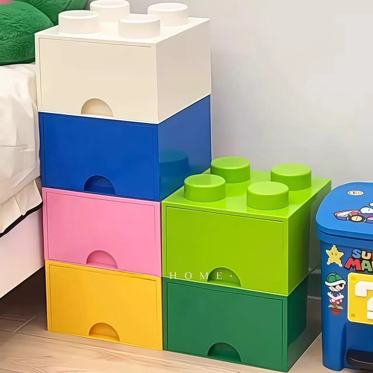 

House Dustproof Drawer Organizer Stackable Plastic Home Creative Cabinet Color Building Block Drawer Storage Cabinet Organizer