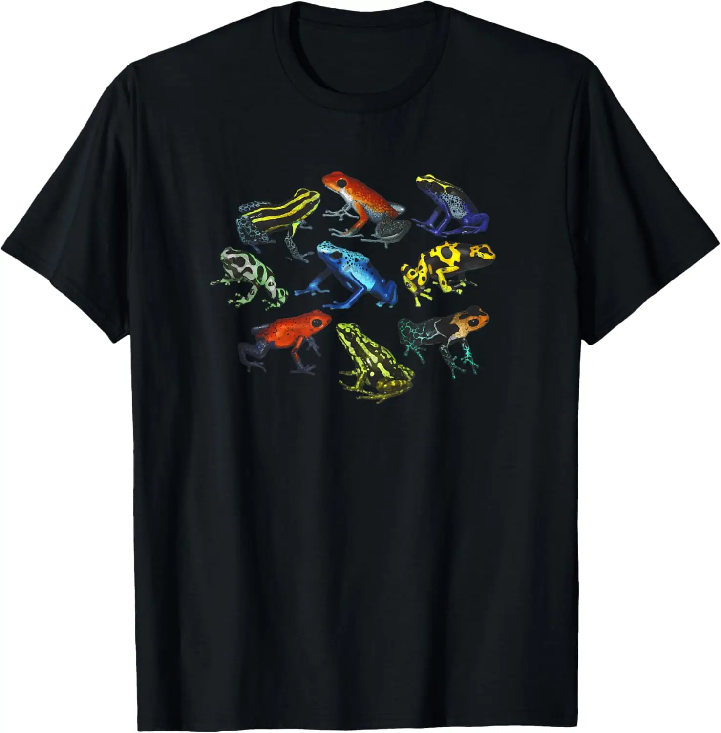 Colorful Collection Of Poison Dart Frogs Beautiful Nature T-Shirt 100% Cotton Trendy Y2K Short-Sleeve Tee – Soft, Quick-Drying, All Occasion Casual  Suitable For Concert Party Hanging Out Sightseeing Trip