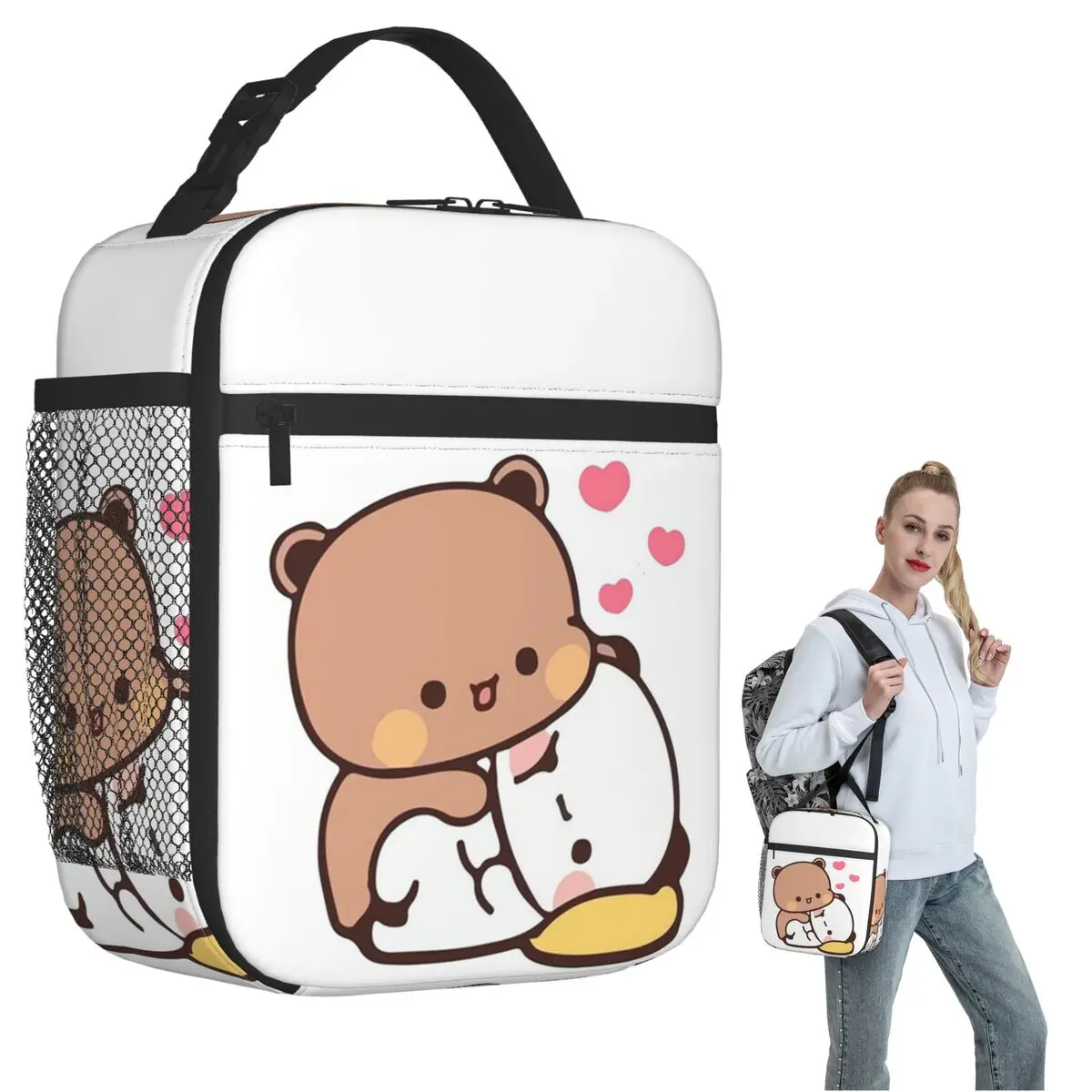 

Peach And Goma Bubu Dudu Balloon Insulated Lunch Bag for Women Children Portable Food Boxes Thermal Lunch Box Tote