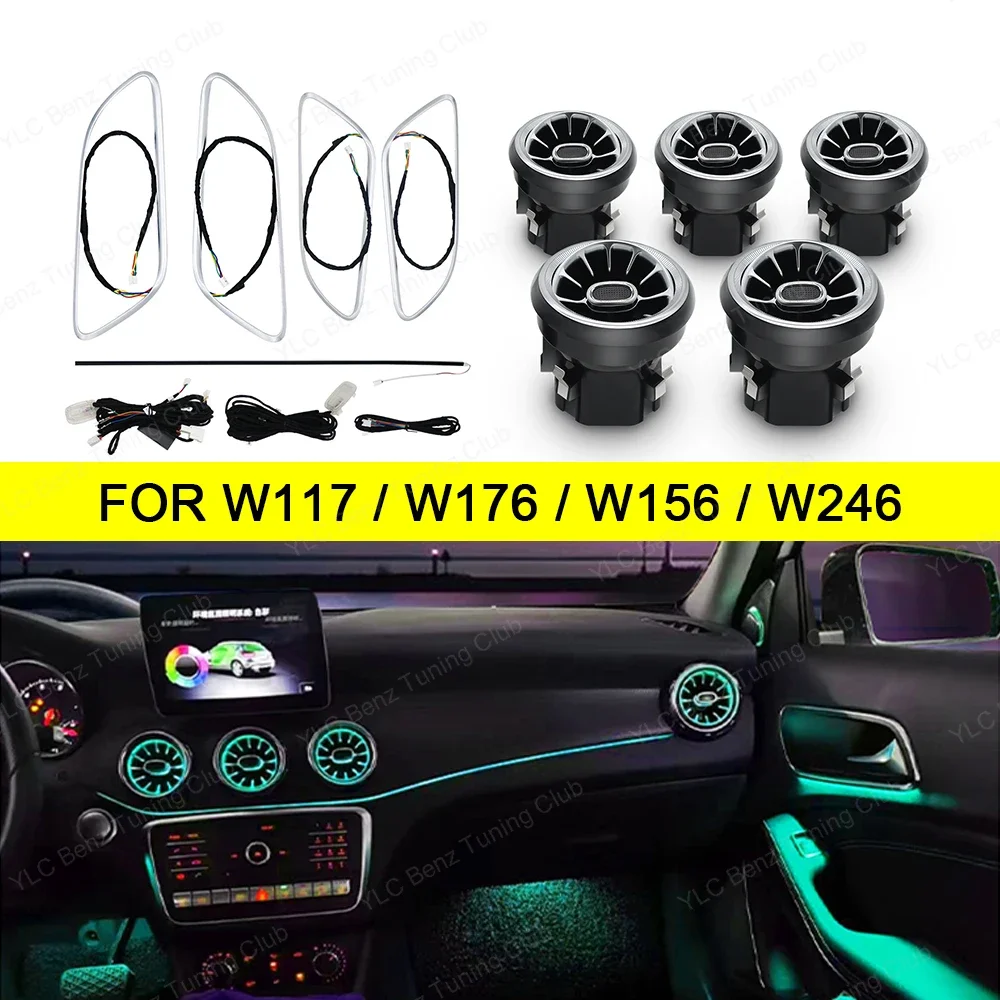 For Mercedes-Benz A CLA GLA W176 W117 W156 Turbine Air Vent Ambient Light kit 64 Colors Light