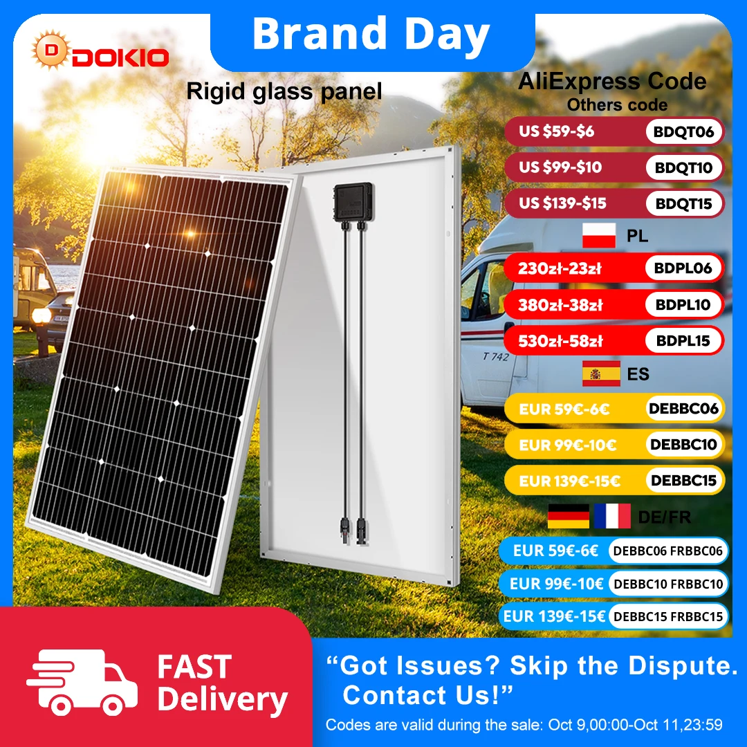 Dokio 18V 100W 200W 400W (Kits) wasserdichter neuer starres Solarpanel 12V Controller für Home Charge