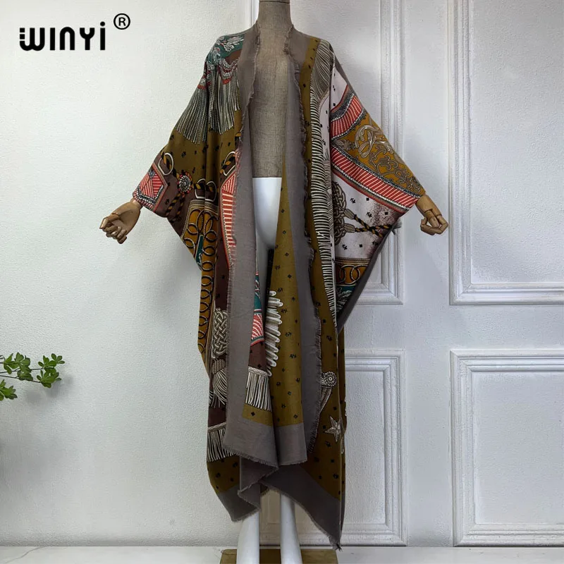 WINYI jesienna afrykańska sukienka moda na wybieg boho zimowy kardigan kobieta kimono imprezowa sukienka damska abaya stroje dla kobiet płaszcz