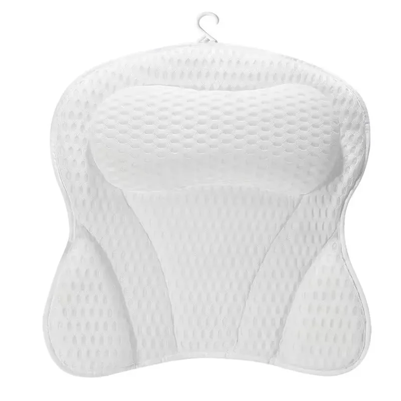 New for Neck and Back Support Breathable 3D Mesh Bathtub Spa Head Rest Bathroom Supply Bath Pillow Non-Slip with 6 Suction Cups
