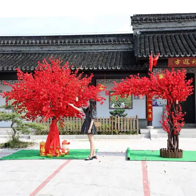 Simulation peach tree wedding decoration shopping mall garden New Year large wishing red envelope blessing tree plum blossom - Image 3