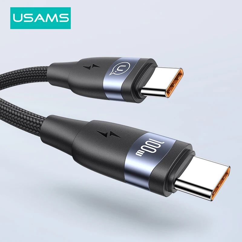 USAMS 100W Type C to Type-C Cable For iPhone 15 Pro Max MacBook iPad Samsung Xiaomi Type C PD Fast Charging Charger USB C Cable