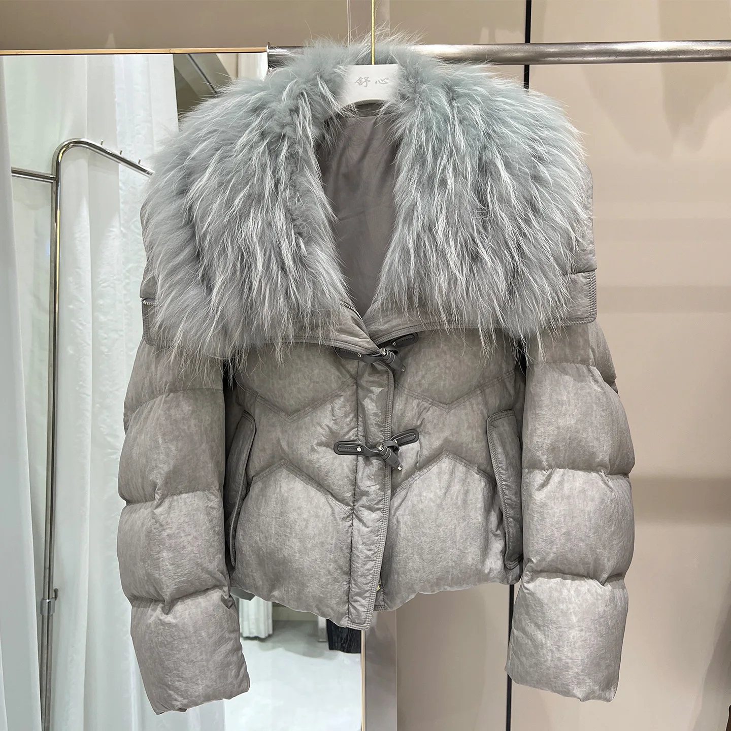 2026 inverno novo feminino 90% pato branco para baixo casaco engrossado quente grande gola de lã para baixo jaqueta acolchoada pato para baixo pele neve parka