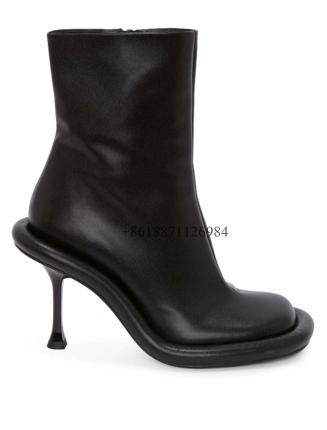 Ankle Soild Round Toe Women Thick Bottom Boots Stiletto High Heels Side Zipper Design Large Size Fashion Show Shoes