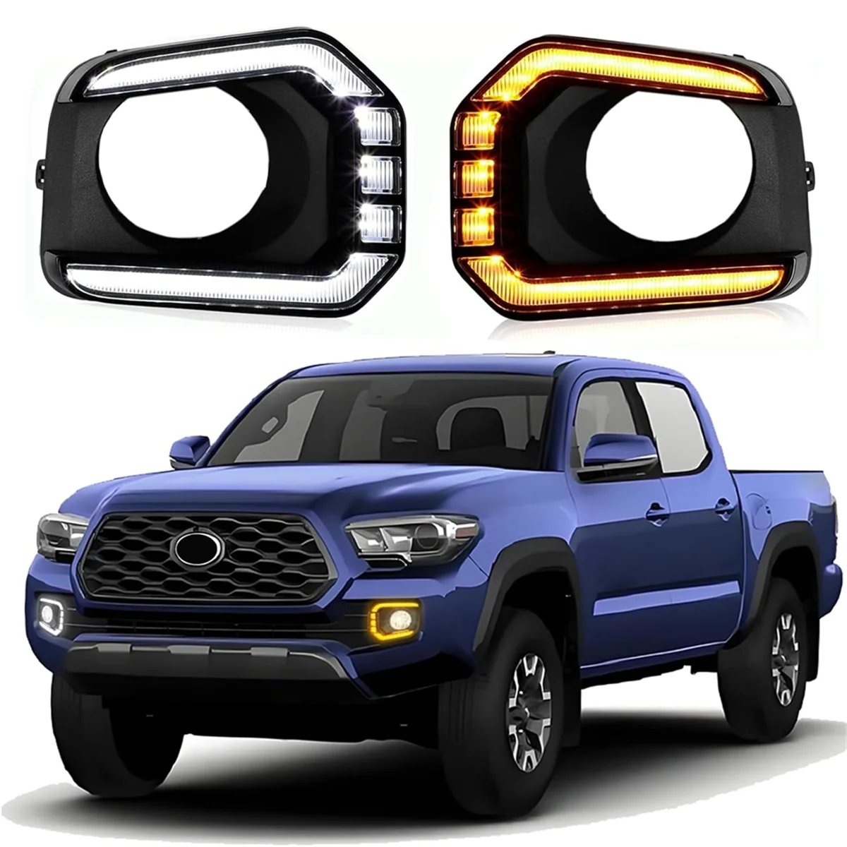 

Светодиодные дневные ходовые огни для Toyota Tacoma 2016-2023, светодиодные противотуманные фары с янтарным указателем поворота