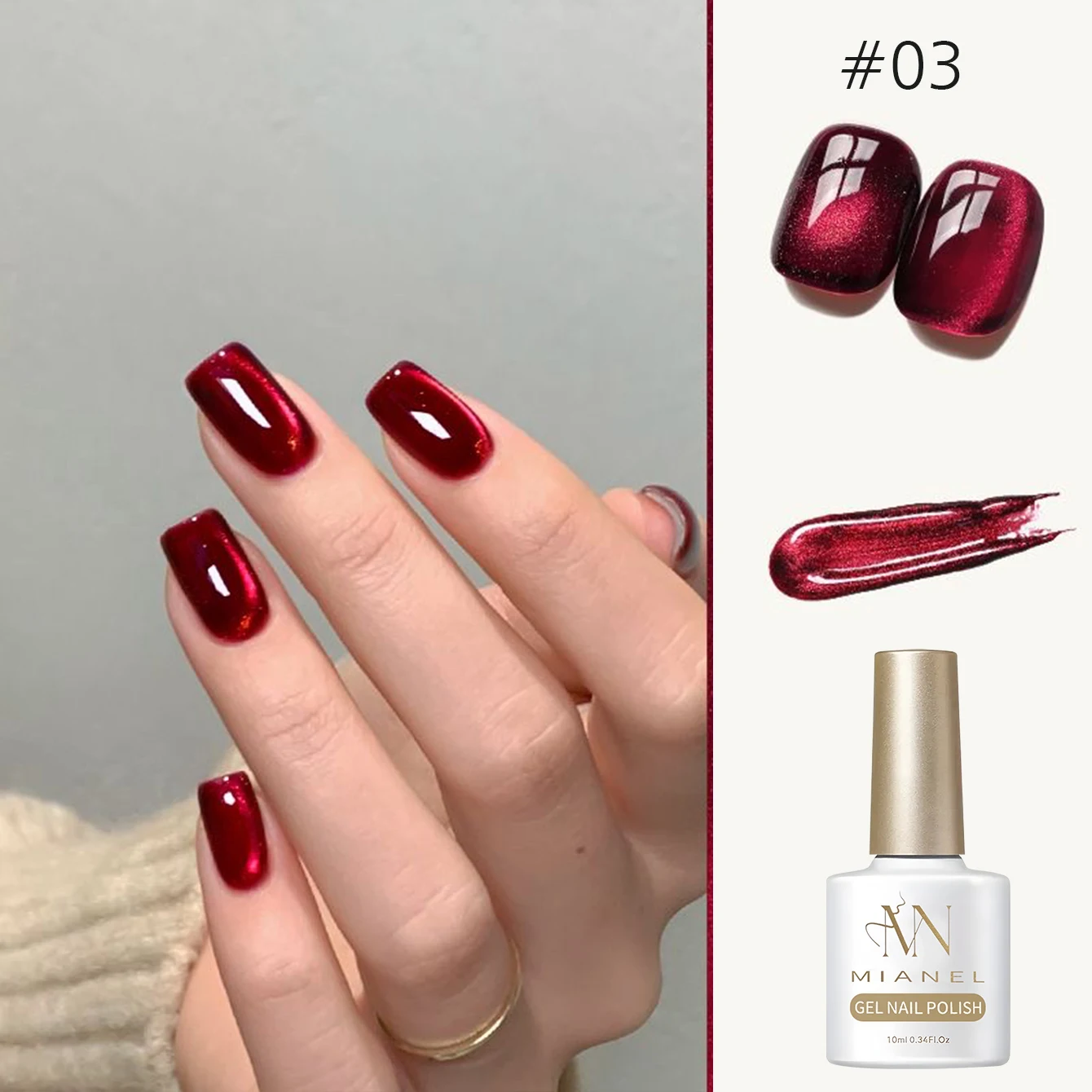 10ML Autunno Inverno Lucky Red Cat Eye Gel Polish Ciliegia Scuro Vino Rosso Glitter Diamante Sparkle Piccione Rosso Sangue Natale Nail Art