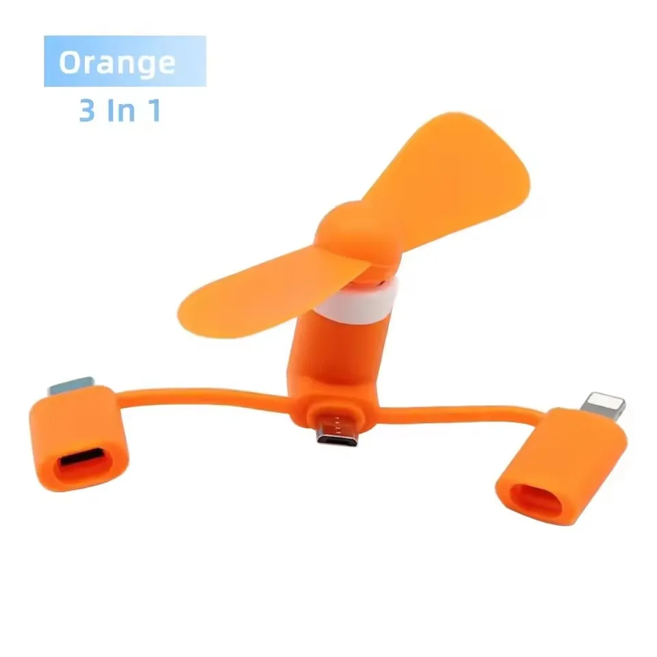 1PCS 3 in 1 미니 쿨링 액세서리 USB 휴대폰 쿨러 팬 (아이폰 16, 삼성 S24, 샤오미 마이크로/타입C/IOS 스마트폰용)