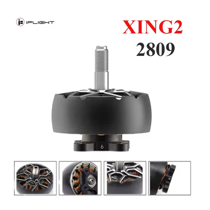 IFlight-Moteur sans balais XING2 2809 800KV/1250KV, avec arbre en alliage de titane 5mm, compatible avec hélice 7-8 pouces 4-6S pour importateur RC FPV