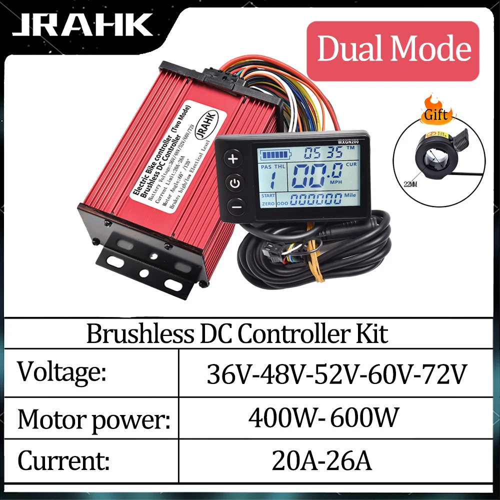 JRAHK Electric Bike Kit 72V 600w Controller 36V 500W Electric Scooter Controller 60V 1000W Controller 48V 26A Electric Moto