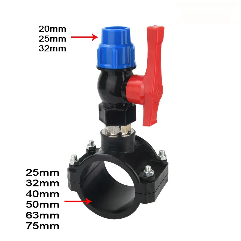 PE/PVC Water Pipe Universal Non Hot Melt Interface Three-way Ball Valve With Switch Quick Connect Water Distribution Valve Parts