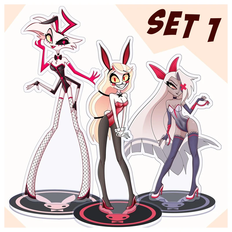 

Anime Hazbin Hotel Bunny Standees Acrylic Standing Plates for Charlie Lucifer Angeldust Alastor Husk Vox Exquisite Gifts 10Cm