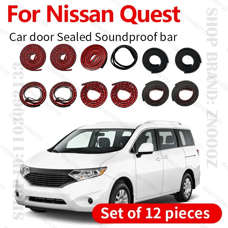 Car Door Strip Rubber Double Layer Sealing Protector Soundproof Strip Dustproof Seal Strip 12PCS Set For 2011-2017 Nissan Quest