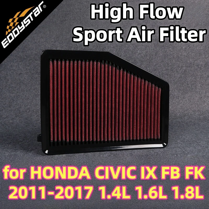 

Спортивный воздушный фильтр с высоким расходом для HONDA CIVIC IX FB FK 2011-2017 1.4L FK1 1.6L FB7 1.8L FB2 FK2 Моющиеся гоночные впускные фильтры
