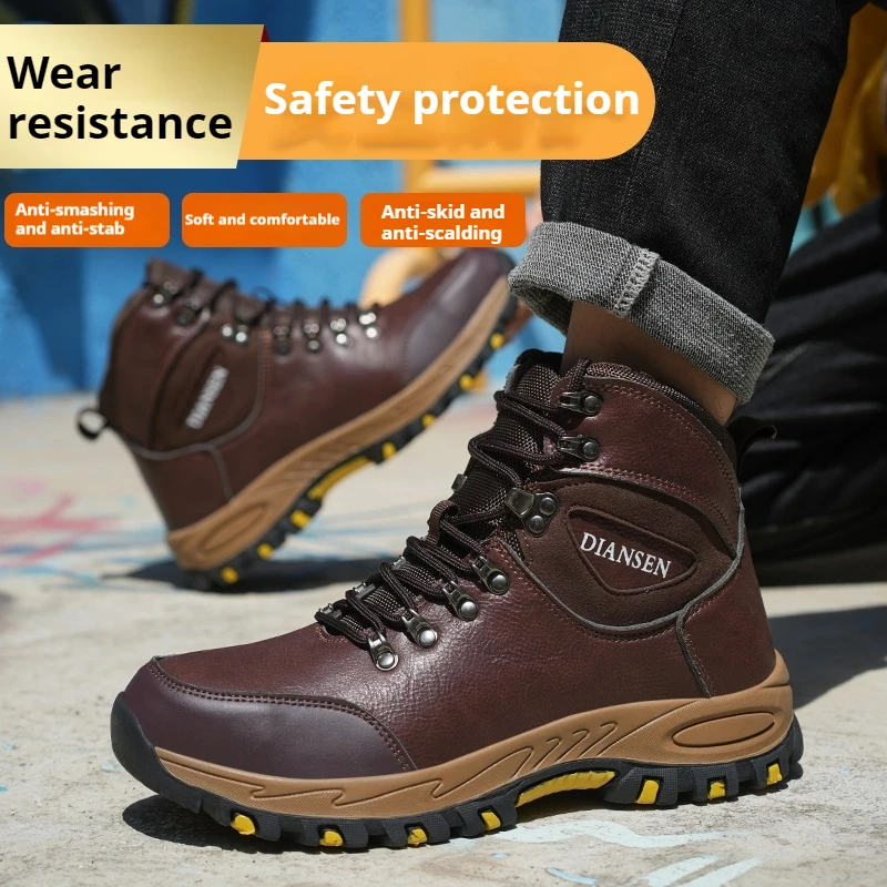 Men Steel Toe Work Safety Shoes Non Slip Boots Anti-smash Anti-Punctur Boots Casual Hiking Sneaker Protective Protective Boots