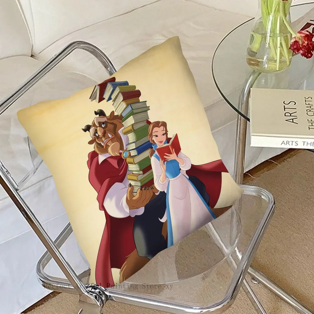 Classic Animated Movie B-Beauty And The B-Beast Pillow Case Square Pillow Bedroom Sofa LeisureLiving Room Home Decoration 40X40