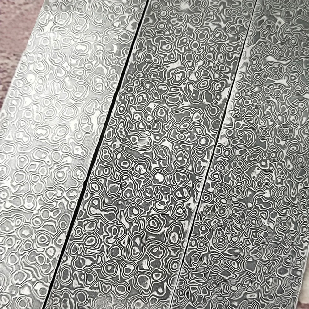 Damascus Steel Billet Sandwich Plate Material Patterned Steel Quenched Smoothed for Make Cutter Multipurpose Patterned Steel