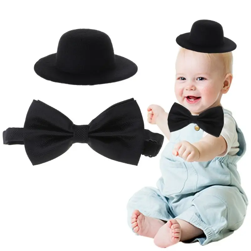 Gentry Baby Hat Bowtie Cap Tie Photography Costume Cosplay Newborn Photo Commemorative Memorial Props DIY Decoration