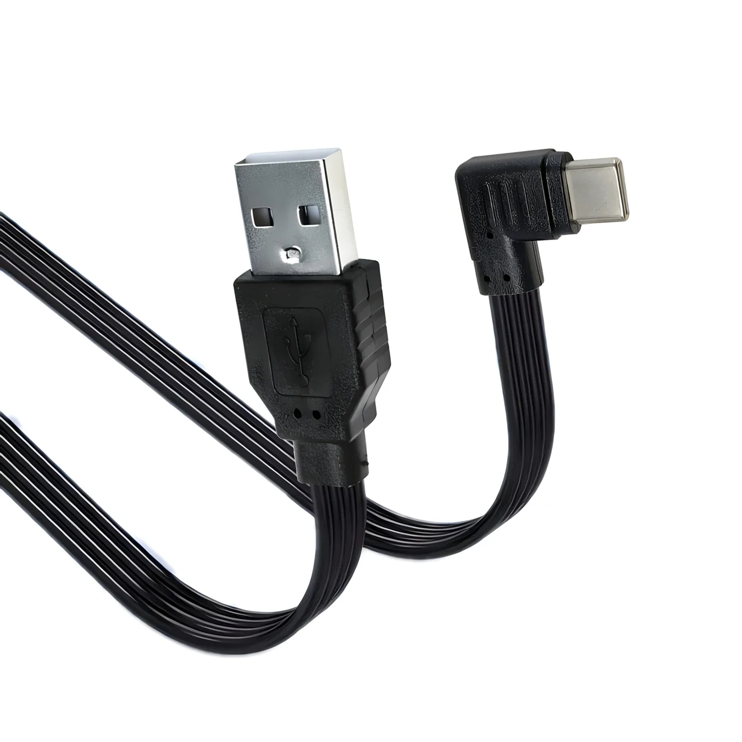 Fast charging Flat data  cable 90 degree curve data cable, charging cable, USB AM adapter, C-type Elbow straight end 50CM 100CM