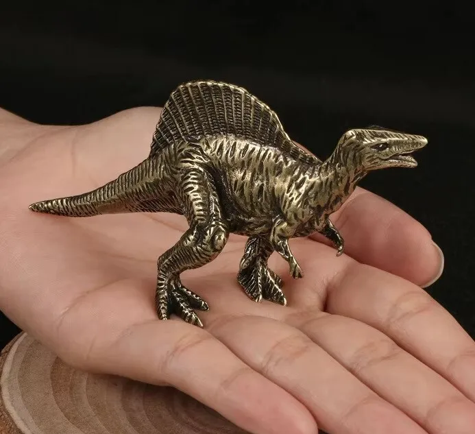 Brass Spinosaurus Dinosaur Figurine Small Animal Statue Office Decoration Toy