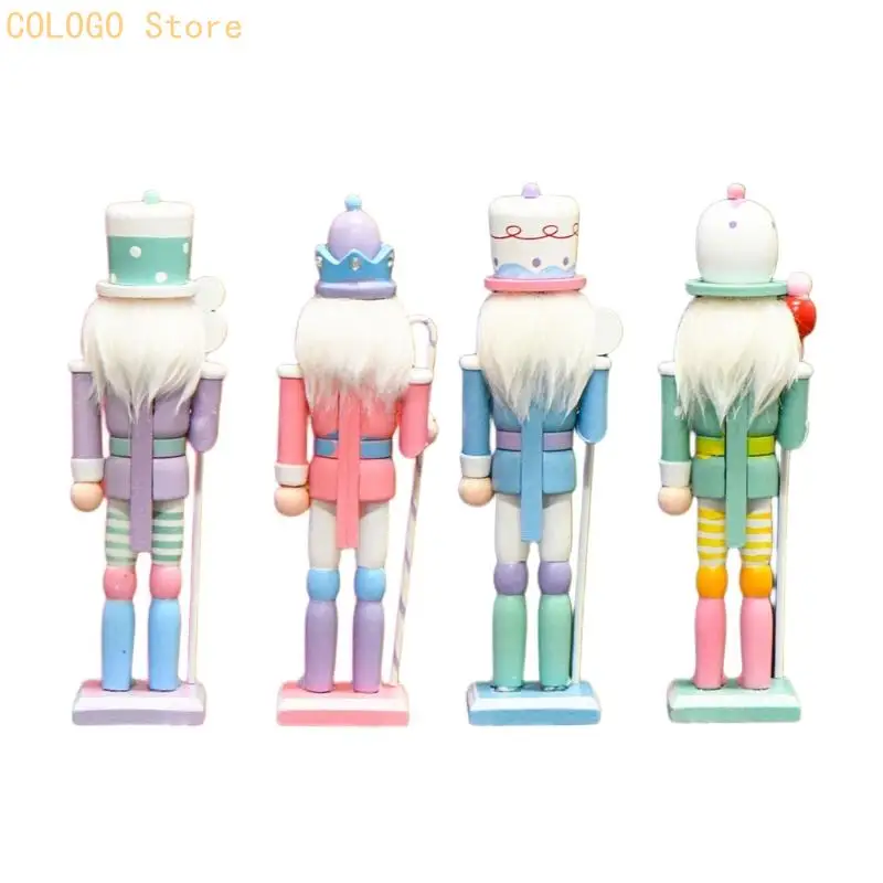 Christmas Nutcrackers Statue Candy Colored Set of 4 for Mantels and Shelf Decors D0LD
