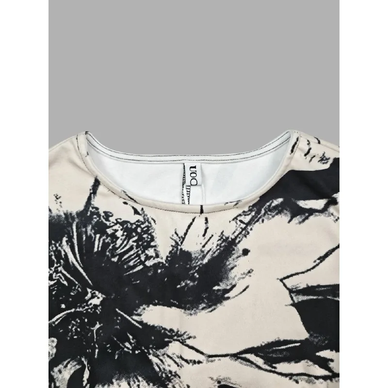 Tinaa Floral Printed Boat Neck Dresses for Women 2025 Skinny Elegant Slit Long Sleeve Evening Party Dress Women Clothing 139196