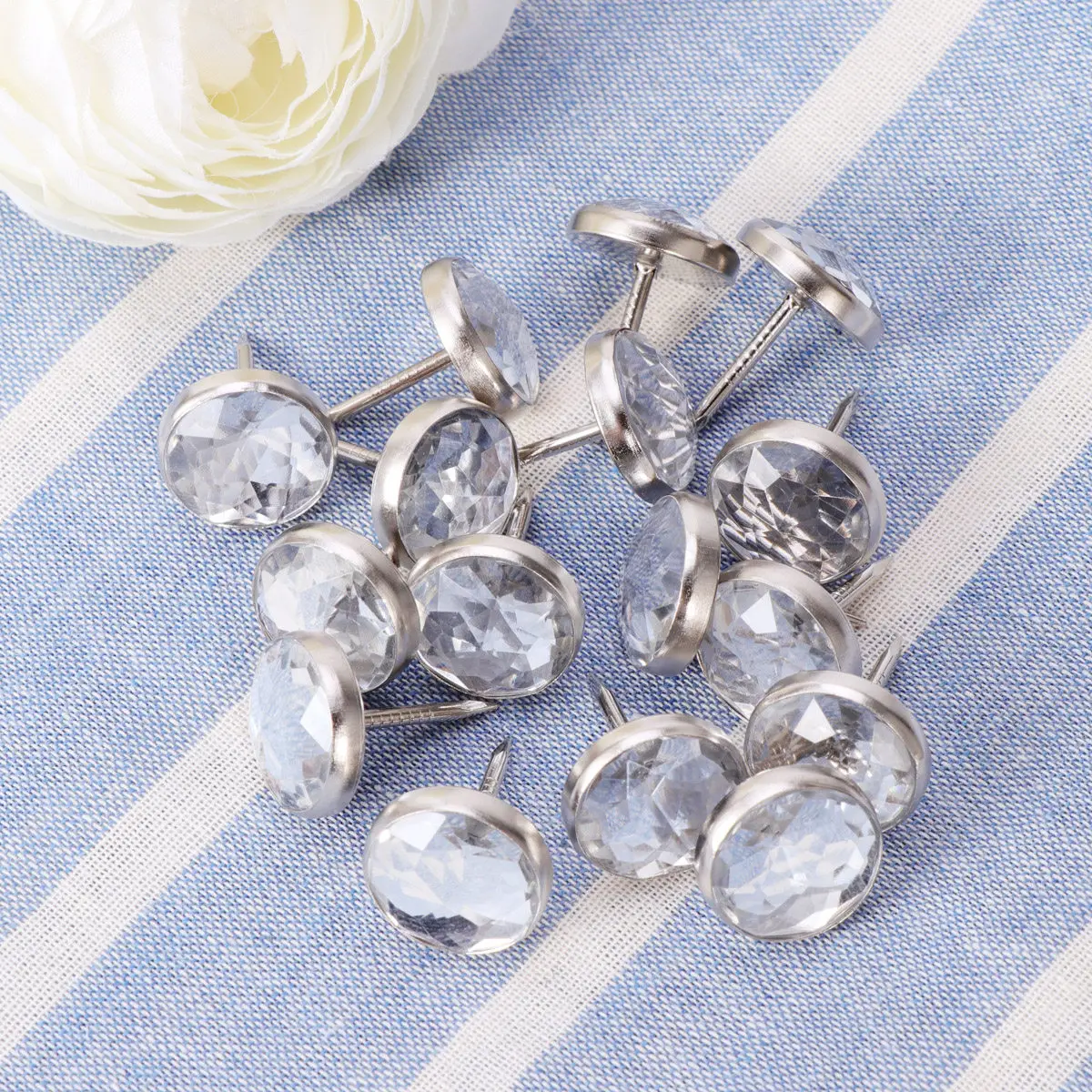 30 Pcs Decor Sofa Button Decorative Furniture Tacks Crystal Upholstery Nails White - view 5