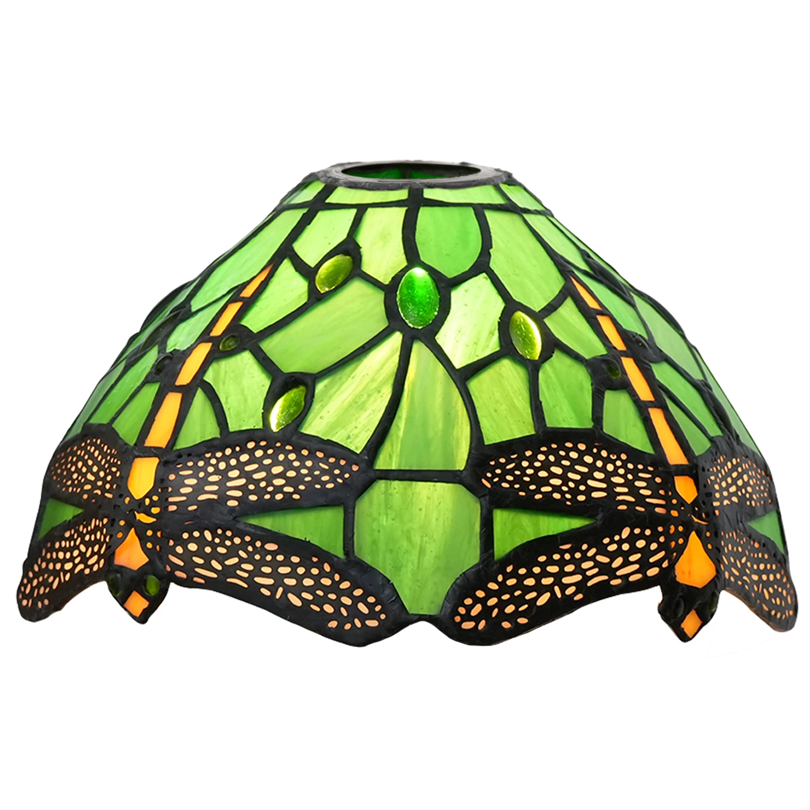 Stained Glass Lampshade, 8\' Green Dragonfly Handmade Lampshade, Suitable for Chandelier Wall Lamp Replaceable Pendant Lamp Shade