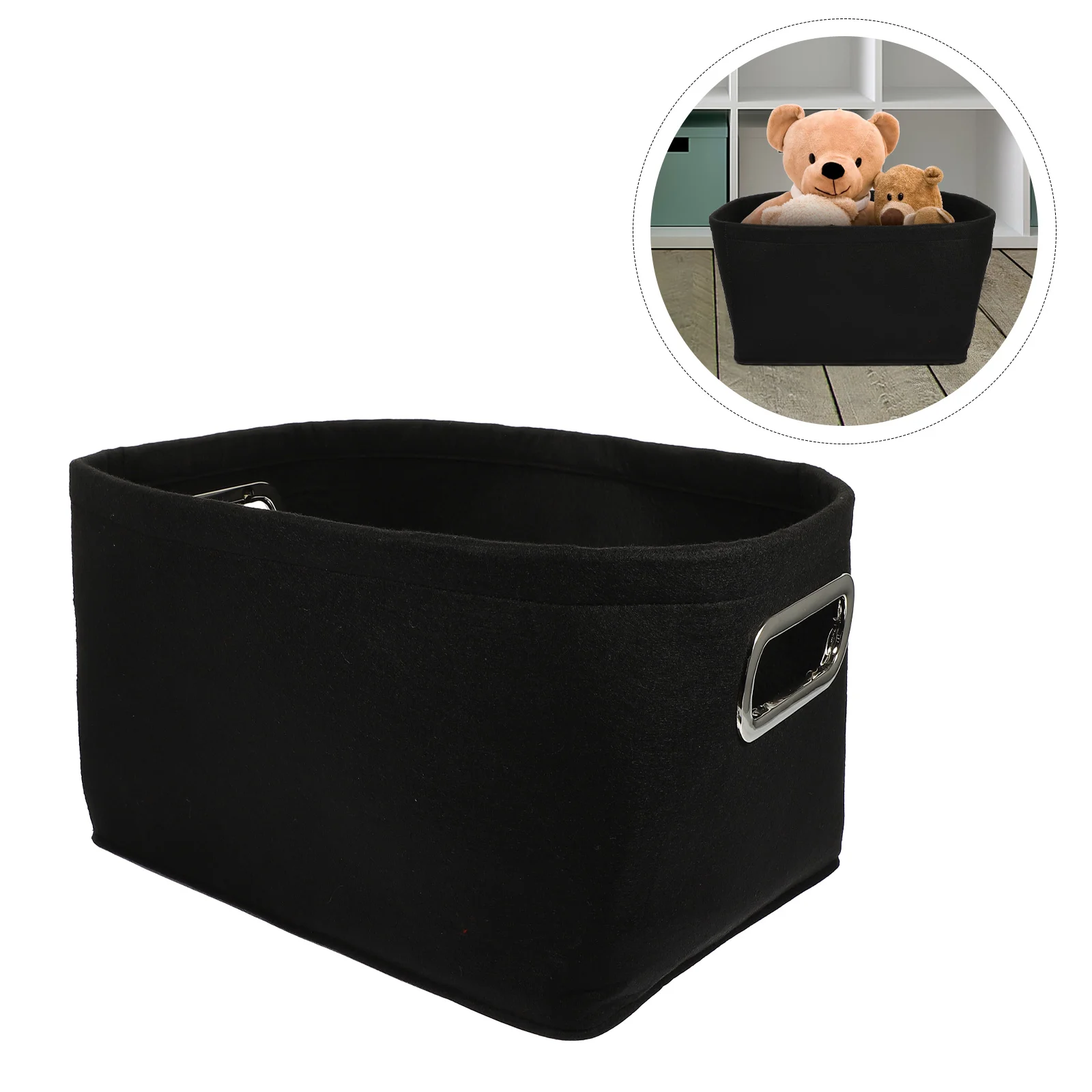 

Felt Storage Basket Room Decoration Sundry Holders Dirty Clothes Baskets Portable Long-term Use Baby Sundries Container Black