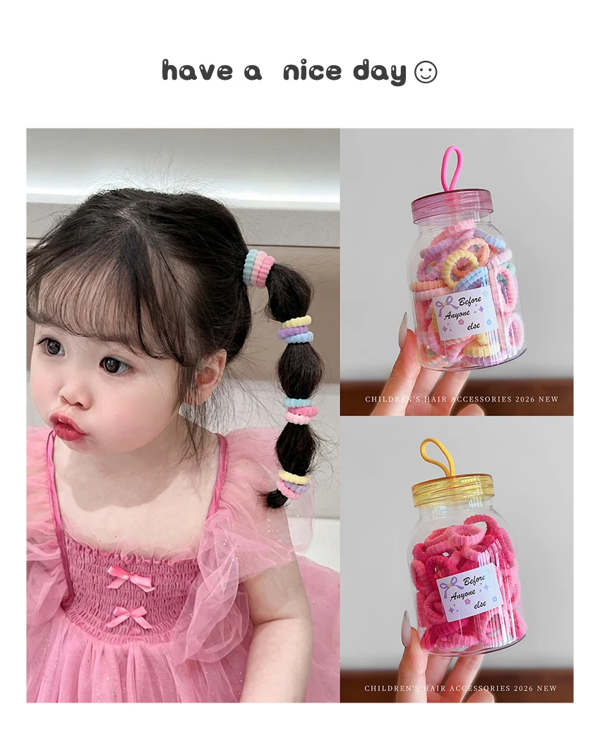 2026 Neue Koreanische Weiche Strick-Haargummis für Kinder, Set mit Macaron-Farben, Hochelastisch, Schonende Haarbänder für Mädchen und Kleinkinder – Detail 1