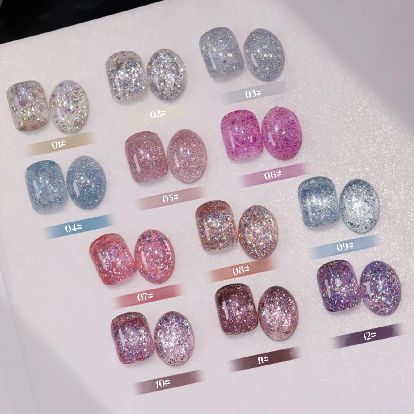1/12PCS 12ML 2025 Pro Diamond Gel Polish Kit – Shattered Glitter Particles & Skin-Illuminating für Nagelkünstler ( # 01- # 12) ​