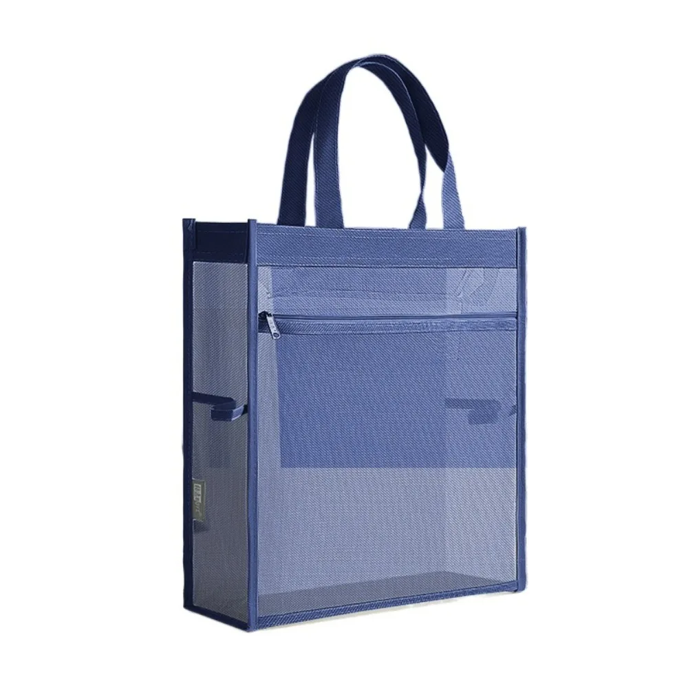 Mesh Stationery Storage Bag Transparent Multifunctional Document Bag Thickened Large Capacity File Bag School Office Supplies